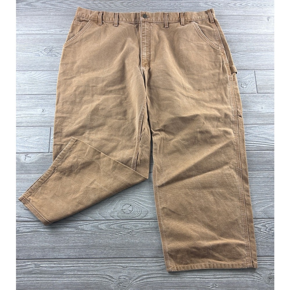Carhartt B11 BRN Washed Duck Work Dungaree Pants Brown 44x30 Mens